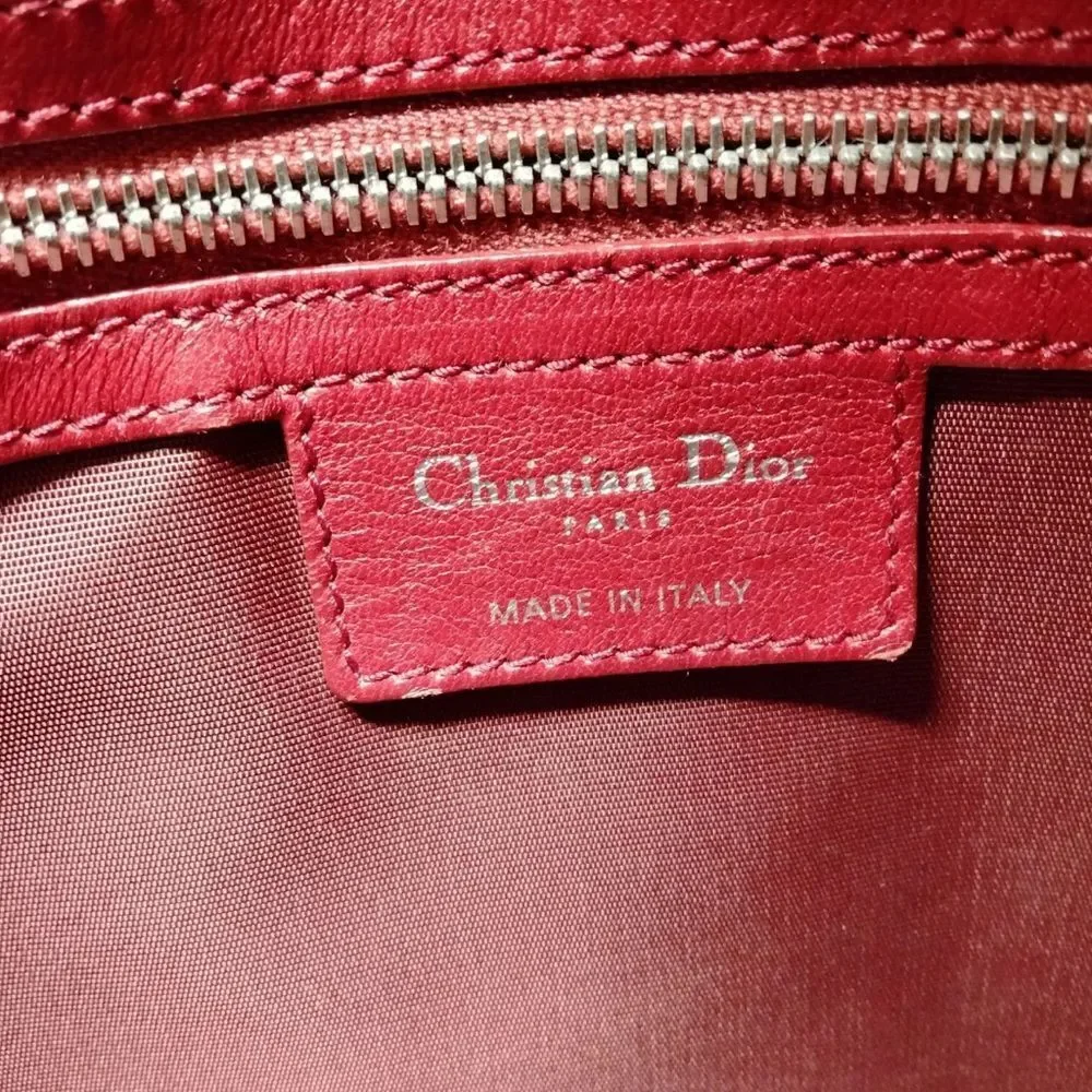Auth Christian Dior Red Leather Cannage Medium Granville 2way Satchel Purse Bag - Picture 10 of 11